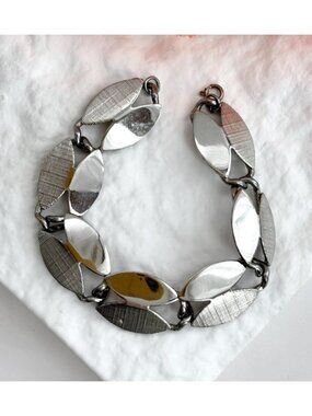Modernist Chunky Multi Sectioned Vintage Silver Toned Bracelet
